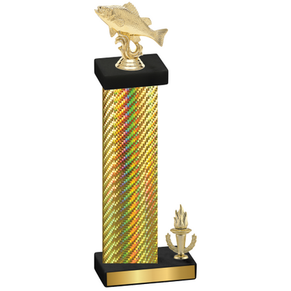 Accented Single Gold Carbon Fiber Victory Fishing Trophy