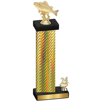 Accented Single Gold Carbon Fiber Year Fishing Trophy