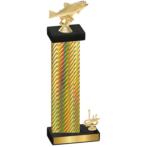 Accented Single Gold Carbon Fiber First Place Fishing Trophy