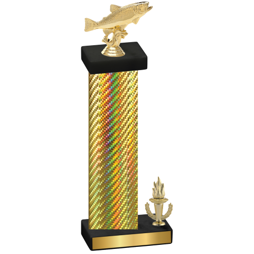 Accented Single Gold Carbon Fiber Victory Fishing Trophy