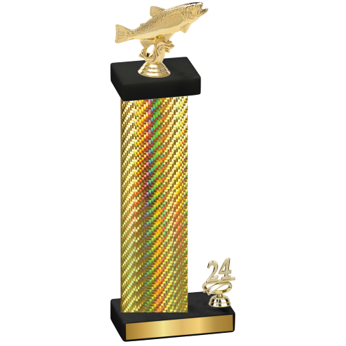 Accented Single Gold Carbon Fiber Year Fishing Trophy