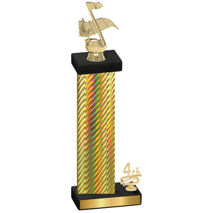 Accented Single Gold Carbon Fiber Fourth Place Music Trophy
