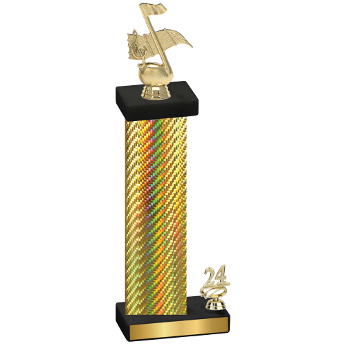 Accented Single Gold Carbon Fiber Year Music Trophy