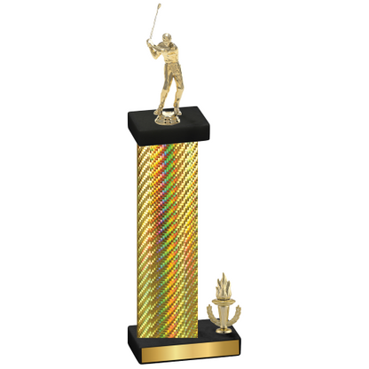 Accented Single Gold Carbon Fiber Victory Golf Trophy