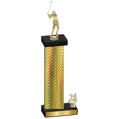 Accented Single Gold Carbon Fiber Year Golf Trophy