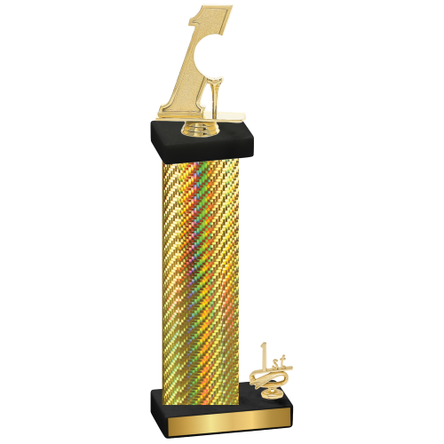 Accented Single Gold Carbon Fiber First Place Golf Trophy