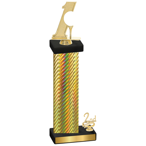 Accented Single Gold Carbon Fiber Second Place Golf Trophy