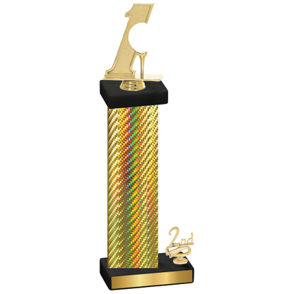 Accented Single Gold Carbon Fiber Second Place Golf Trophy