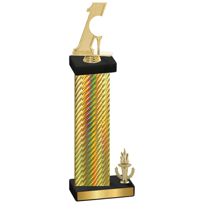 Accented Single Gold Carbon Fiber Victory Golf Trophy