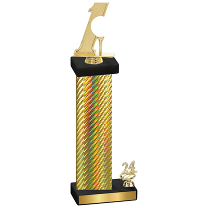 Accented Single Gold Carbon Fiber Year Golf Trophy