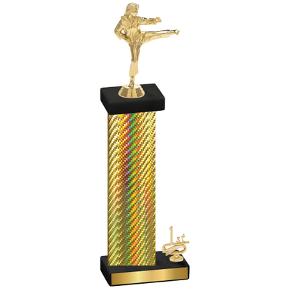 Accented Single Gold Carbon Fiber First Place Karate Trophy