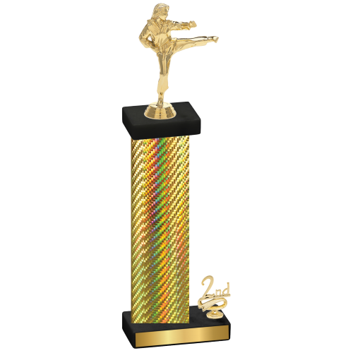 Accented Single Gold Carbon Fiber Second Place Karate Trophy