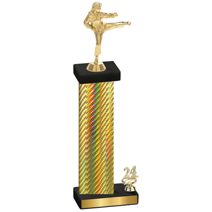 Accented Single Gold Carbon Fiber Year Karate Trophy