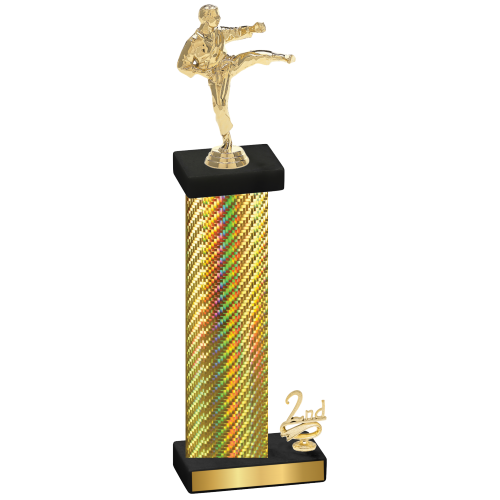 Accented Single Gold Carbon Fiber Second Place Karate Trophy