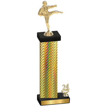 Accented Single Gold Carbon Fiber Year Karate Trophy