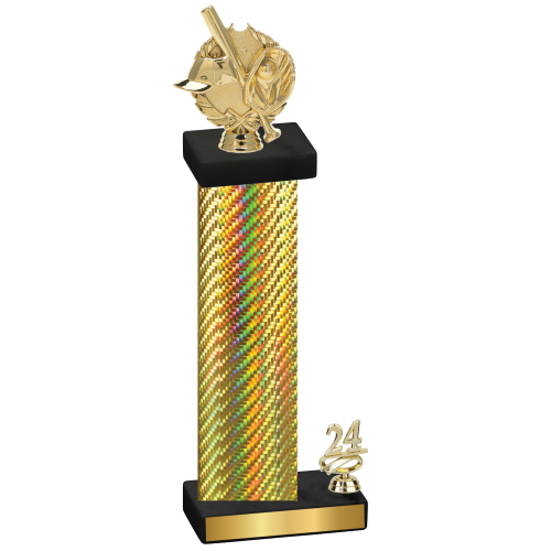 Accented Single Gold Carbon Fiber Year Baseball Trophy