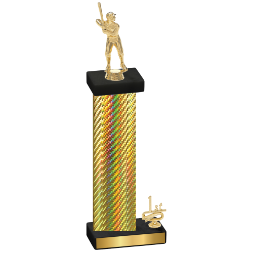 Accented Single Gold Carbon Fiber First Place Baseball Trophy