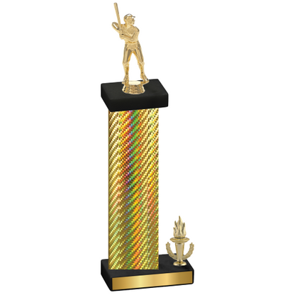 Accented Single Gold Carbon Fiber Victory Baseball Trophy