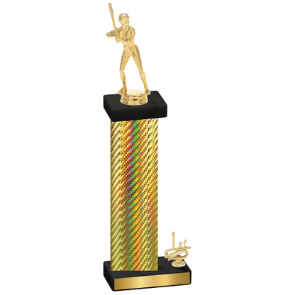 Accented Single Gold Carbon Fiber First Place Softball Trophy