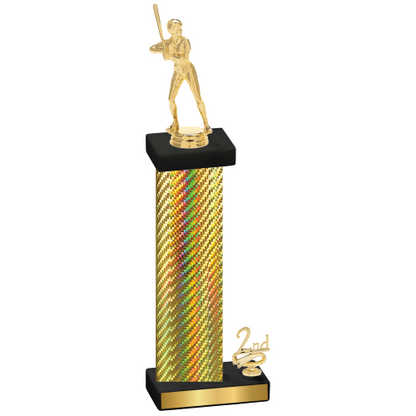 Accented Single Gold Carbon Fiber Second Place Softball Trophy
