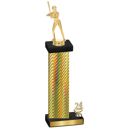 Accented Single Gold Carbon Fiber Year Softball Trophy