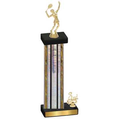 Accented Single Silver Glacier Third Place Tennis Trophy
