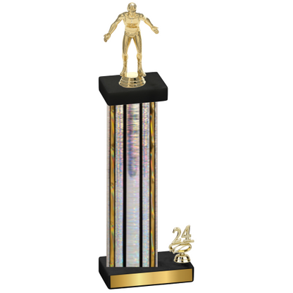 Accented Single Silver Glacier Year Wrestling Trophy