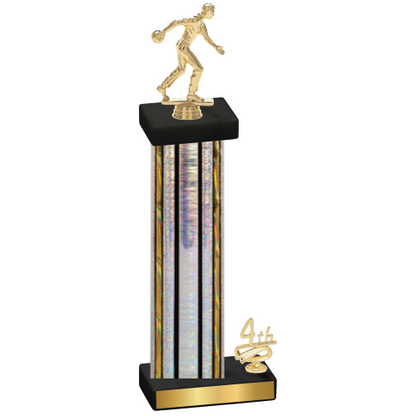 Accented Single Silver Glacier Fourth Place Bowling Trophy