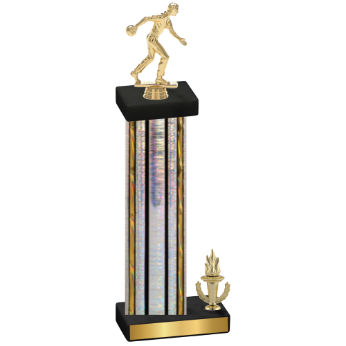 Accented Single Silver Glacier Victory Bowling Trophy