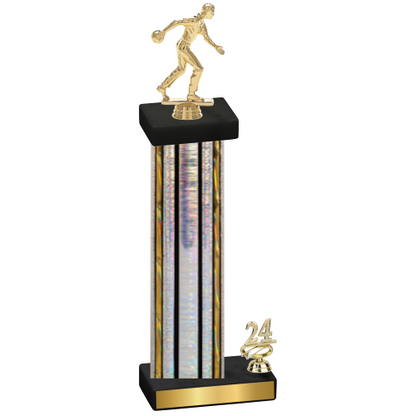 Accented Single Silver Glacier Year Bowling Trophy
