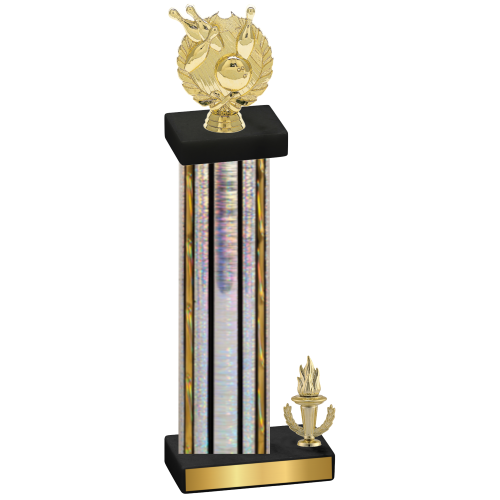 Accented Single Silver Glacier Victory Bowling Trophy