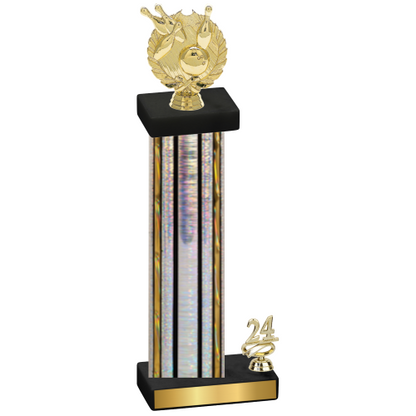 Accented Single Silver Glacier Year Bowling Trophy