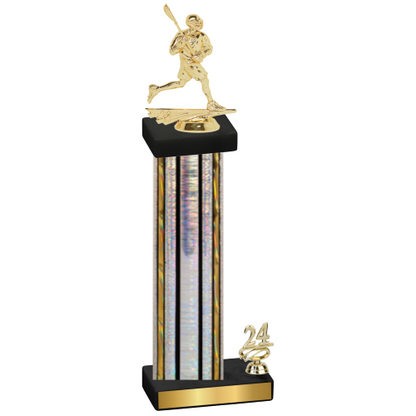 Accented Single Silver Glacier Year Lacrosse Trophy