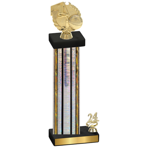 Accented Single Silver Glacier Year Basketball Trophy