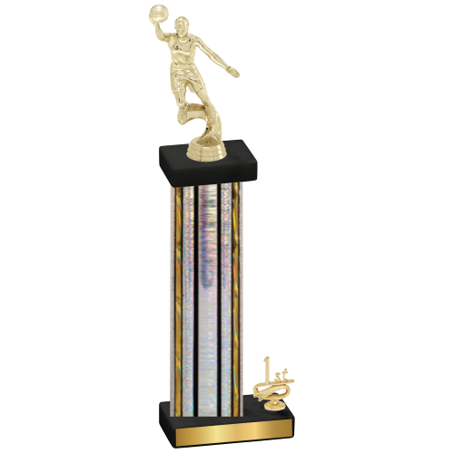 Accented Single Silver Glacier First Place Basketball Trophy