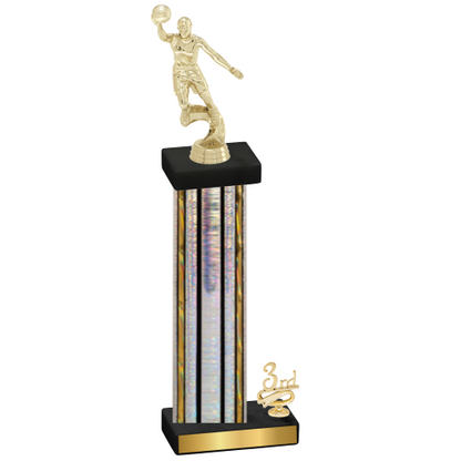 Accented Single Silver Glacier Third Place Basketball Trophy