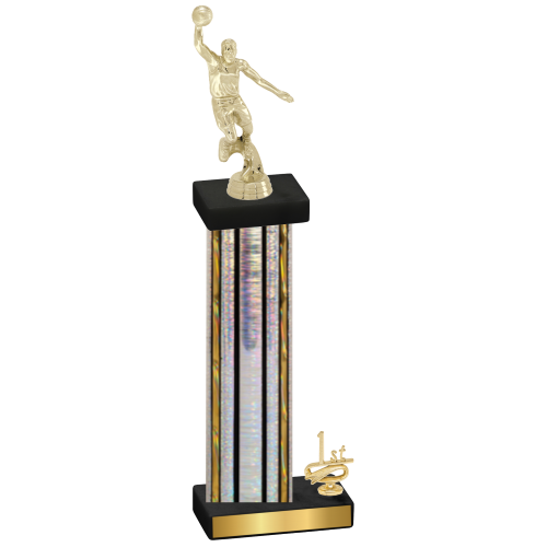 Accented Single Silver Glacier First Place Basketball Trophy