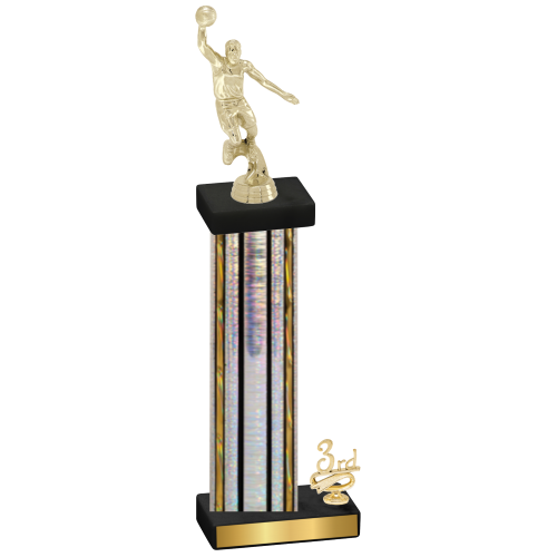 Accented Single Silver Glacier Third Place Basketball Trophy
