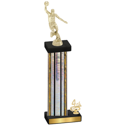 Accented Single Silver Glacier Fourth Place Basketball Trophy