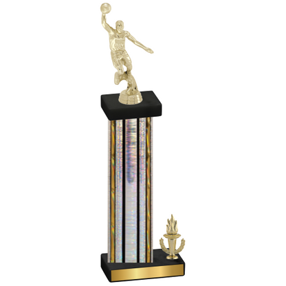 Accented Single Silver Glacier Victory Basketball Trophy