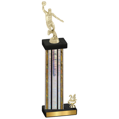 Accented Single Silver Glacier Year Basketball Trophy
