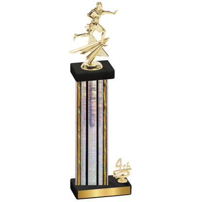 Accented Single Silver Glacier Fourth Place Flag Football Trophy