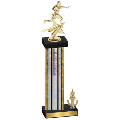 Accented Single Silver Glacier Victory Flag Football Trophy