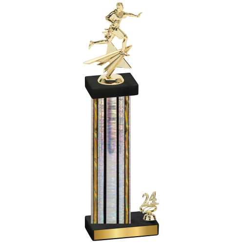 Accented Single Silver Glacier Year Flag Football Trophy