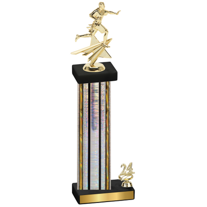 Accented Single Silver Glacier Year Flag Football Trophy