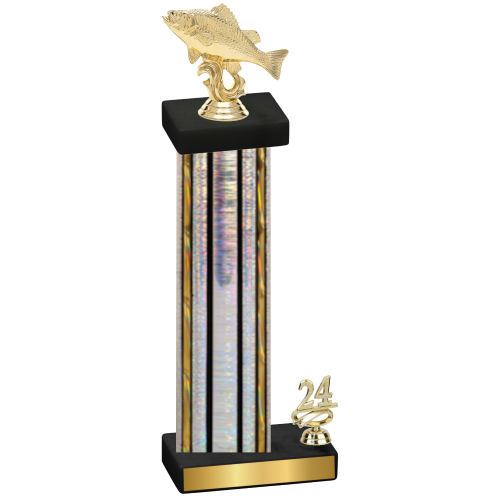 Accented Single Silver Glacier Year Fishing Trophy