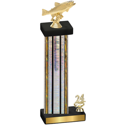 Accented Single Silver Glacier Year Fishing Trophy
