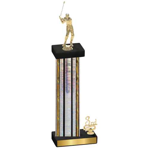 Accented Single Silver Glacier Third Place Golf Trophy