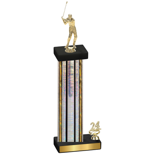 Accented Single Silver Glacier Year Golf Trophy