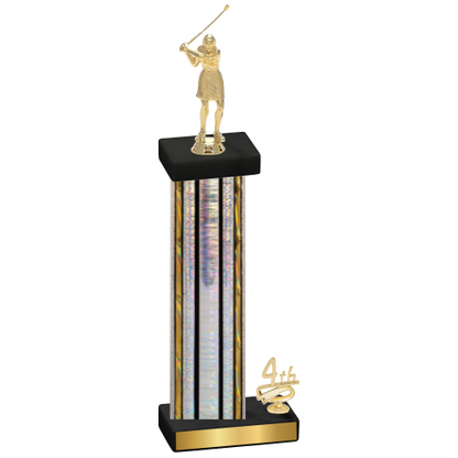 Accented Single Silver Glacier Fourth Place Golf Trophy